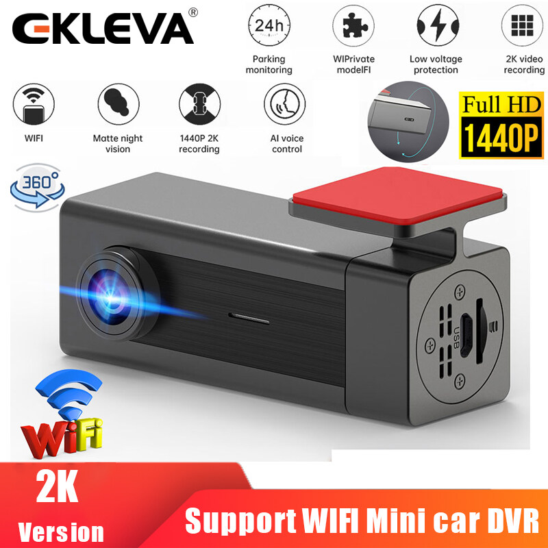 EKLEVA New WIFI Dashcam 2K 360° Rotation Full HD Car DVR Driving Monitoring Video Recorder Hidden Radar Detector Motion Detection Night Vision Hidden Dash Cam